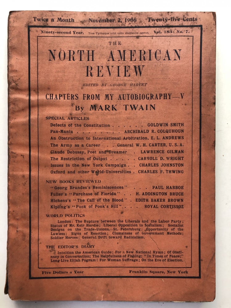 Item #H11374 The North American Review, November 2, 1906. Royal Cortissoz Mark Twain.