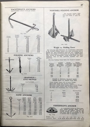 Marine Hardware & Equipment, 1940 catalog: boats, runabouts, dinghies, canoes, paddles, seats, pumps, buoys, cables, sails, etc.