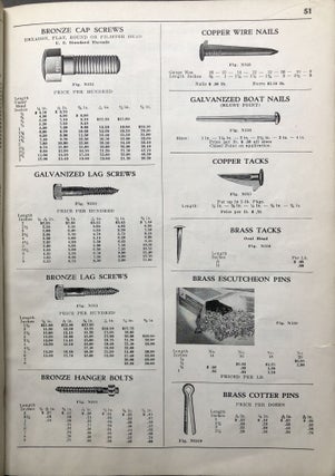 Marine Hardware & Equipment, 1940 catalog: boats, runabouts, dinghies, canoes, paddles, seats, pumps, buoys, cables, sails, etc.