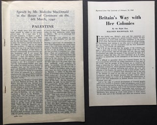 Item #H16857 "Britain's Way with her Colonies" (2/29/40) and Speech in the House of Commons on...