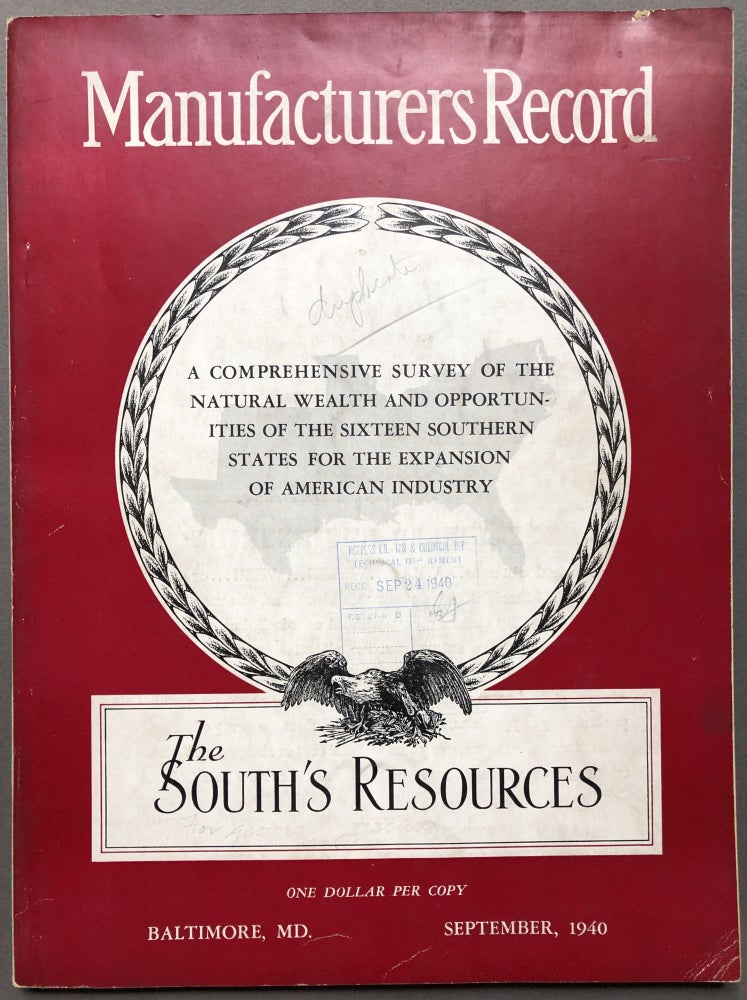 Item #H16892 Manufacturers Record, September 1940: The South's Resources