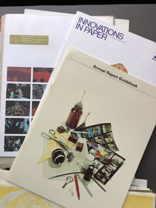 Lot of 100 1970s-80s paper company brochures, catalogs, samplebooks, product booklets, etc.