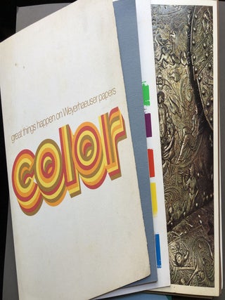 Lot of 100 1970s-80s paper company brochures, catalogs, samplebooks, product booklets, etc.