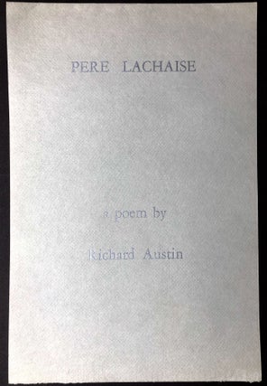 Item #H17072 Pere Lachaise (fine printed broadside poem, 1972 on the occasion of Oscar Wilde's...