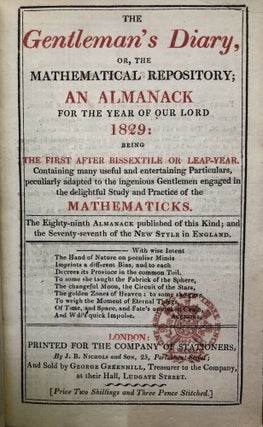 The Gentleman's Diary, or the Mathematical Repository; An Almanack for...1829 - with fore-edge painting of Robert Burns' birthplace at Alloway