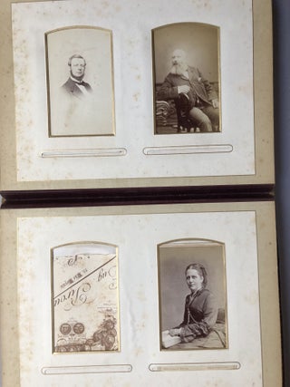 1880s photo album: 27 CDVs, 6 cabinet photos - London, Bayswater, Croydon, Folkestone, Harrogate, Eastbourne