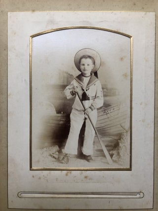 1880s photo album: 27 CDVs, 6 cabinet photos - London, Bayswater, Croydon, Folkestone, Harrogate, Eastbourne