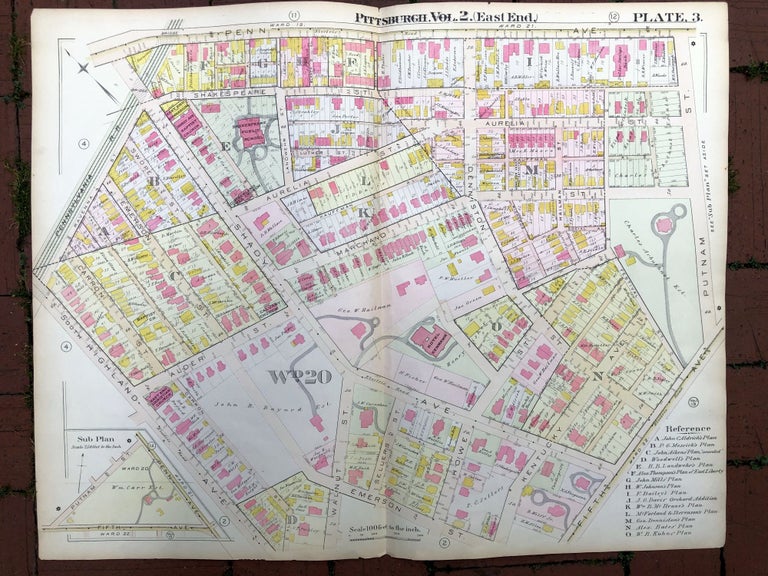Item #H17315 1899 large double-page color map of SHADYSIDE, Pittsburgh. Griffith M. Hopkins.