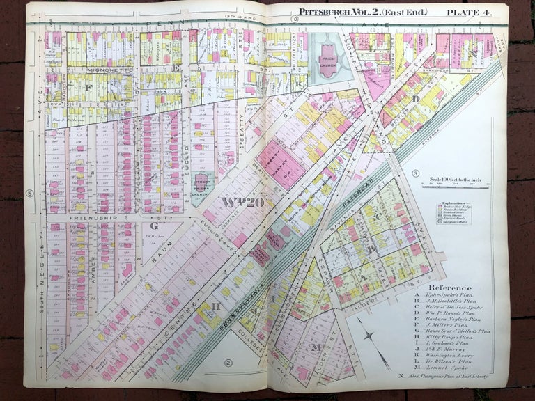 Item #H17316 1899 large double-page color map of EAST LIBERTY, FRIENDSHIP, Pittsburgh. Griffith M. Hopkins.