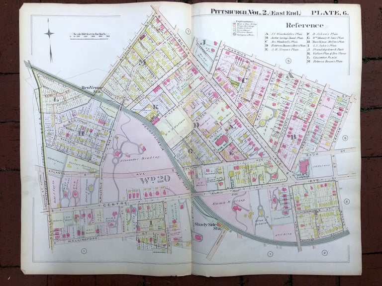 Item #H17321 1899 large double-page color map of BLOOMFIELD, Pittsburgh. Griffith M. Hopkins.