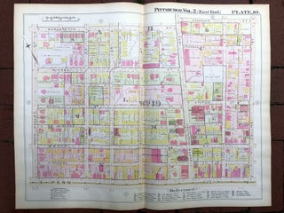 Item #H17322 1899 large double-page color map of GARFIELD & EAST LIBERTY, Pittsburgh. Griffith M....
