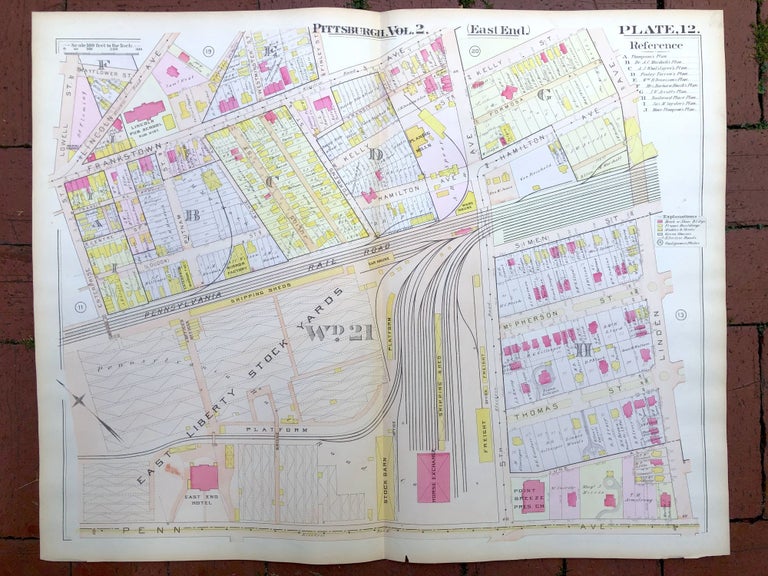 Item #H17324 1899 large double-page color map of EAST LIBERTY & N. POINT BREEZE, Pittsburgh. Griffith M. Hopkins.