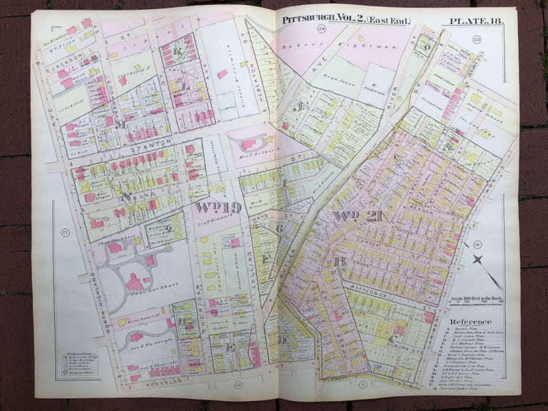 Item #H17329 1899 large double-page color map of EAST LIBERTY, LEMINGTON, Pittsburgh. Griffith M. Hopkins.