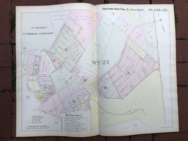 Item #H17333 1899 large double-page color map of LINCOLN-LEMINGTON, Pittsburgh. Griffith M. Hopkins.