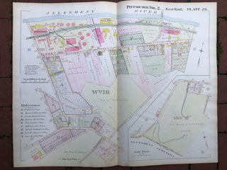 Item #H17337 1899 large double-page color map of LAWRENCEVILLE, Pittsburgh. Griffith M. Hopkins
