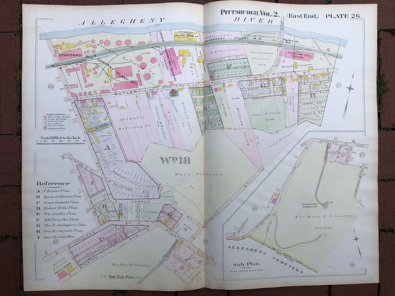 Item #H17337 1899 large double-page color map of LAWRENCEVILLE, Pittsburgh. Griffith M. Hopkins.