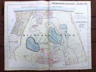 Item #H17339 1899 large double-page color map of HIGHLAND PARK, Pittsburgh. Griffith M. Hopkins