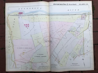 Item #H17340 1899 large double-page color map of HIGHLAND PARK, Pittsburgh. Griffith M. Hopkins
