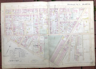 Item #H17342 1889 large double-page color map of HILL DISTRICT, Pittsburgh. Griffith M. Hopkins