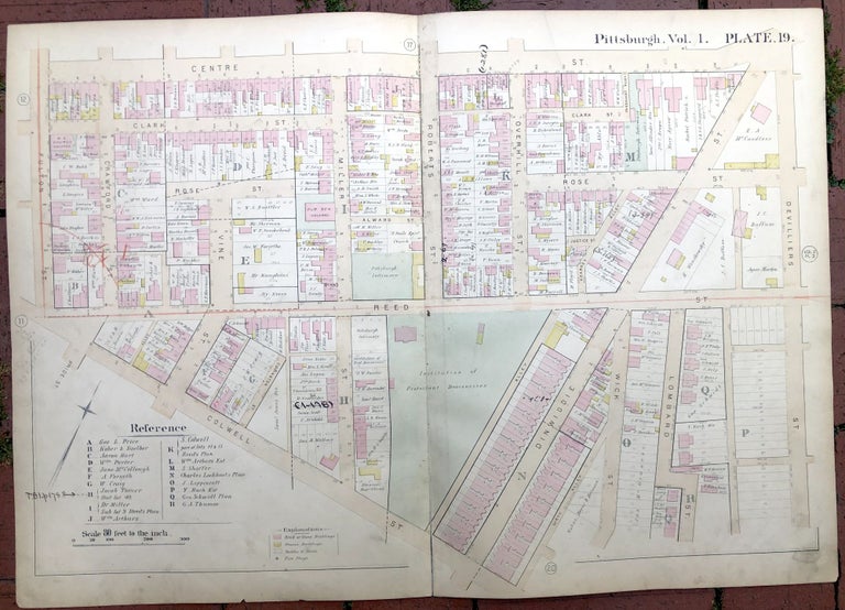 Item #H17342 1889 large double-page color map of HILL DISTRICT, Pittsburgh. Griffith M. Hopkins.