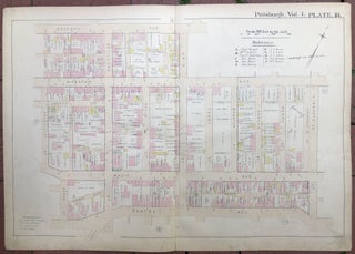 Item #H17343 1889 large double-page color map of HILL DISTRICT, Pittsburgh. Griffith M. Hopkins