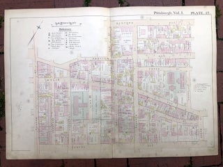 Item #H17344 1889 large double-page color map of HILL DISTRICT, Pittsburgh. Griffith M. Hopkins