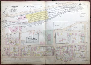 Item #H17348 1889 large double-page color map of HILL DISTRICT, Pittsburgh. Griffith M. Hopkins