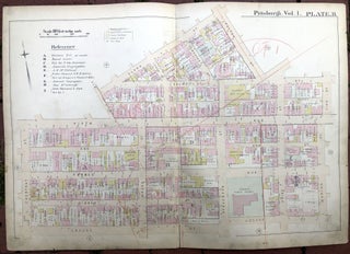 Item #H17350 1889 large double-page color map of UPTON & HILL DISTRICT, Pittsburgh. Griffith M....