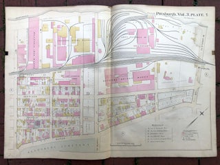 Item #H17371 1890 large double-page color linen-backed map of LAWRENCEVILLE, Pittsburgh. G. M....
