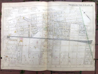 Item #H17377 1890 large double-page color linen-backed map of N. POINT BREEZE, HOMEWOOD,...