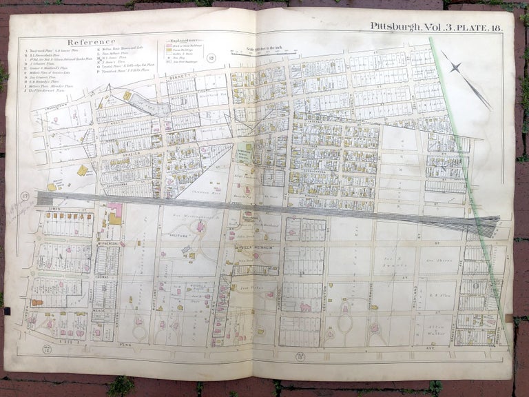 Item #H17377 1890 large double-page color linen-backed map of N. POINT BREEZE, HOMEWOOD, Pittsburgh. G. M. Hopkins.