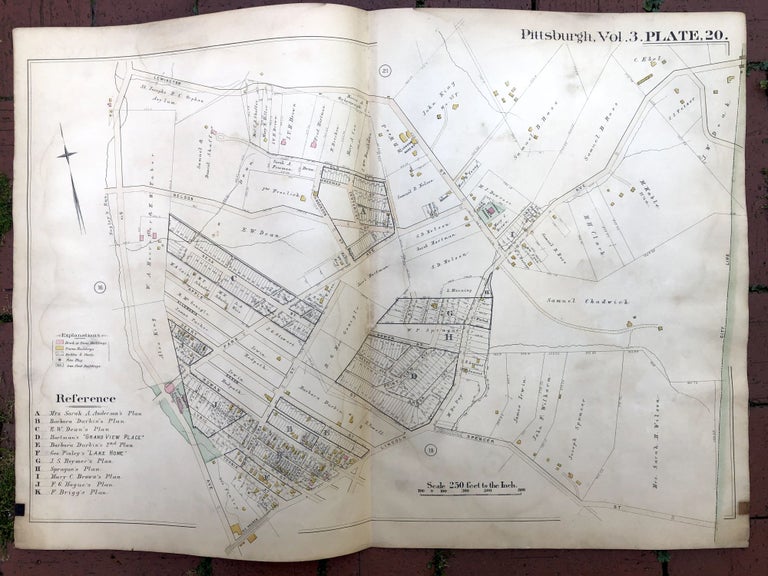 Item #H17379 1890 large double-page color linen-backed map of LINCOLN-LEMINGTON, Pittsburgh. G. M. Hopkins.