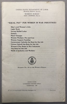 Item #H17419 "Equal Pay" for Women in the War Industries. US Dept. of Labor - Women's Bureau