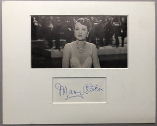 Item #H17719 Signed card matted and mounted with magazine photo. Mary Astor