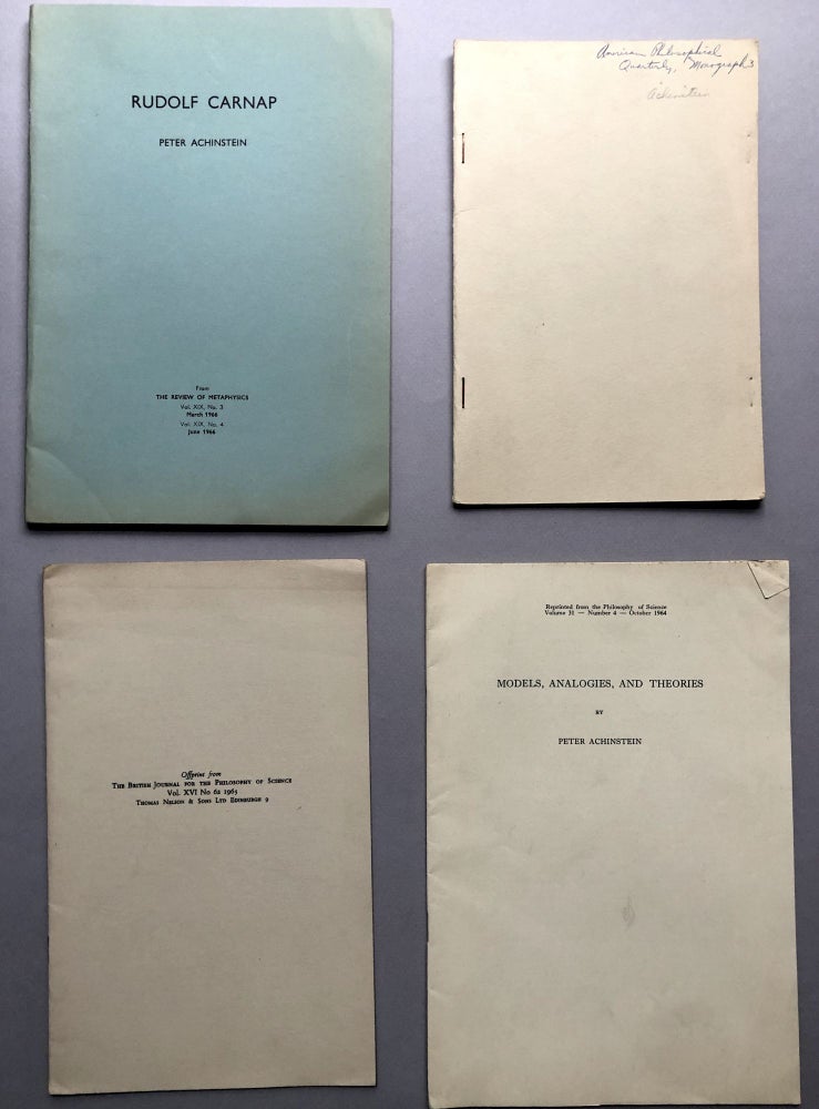 Item #H17726 4 offprints of articles, from the collection of Wilfrid Sellars: Rudolf Carnap (1966), Explanation (1977?), Theoretical Models (1965), Models, Analogies, and Theories. Peter Achenstein.