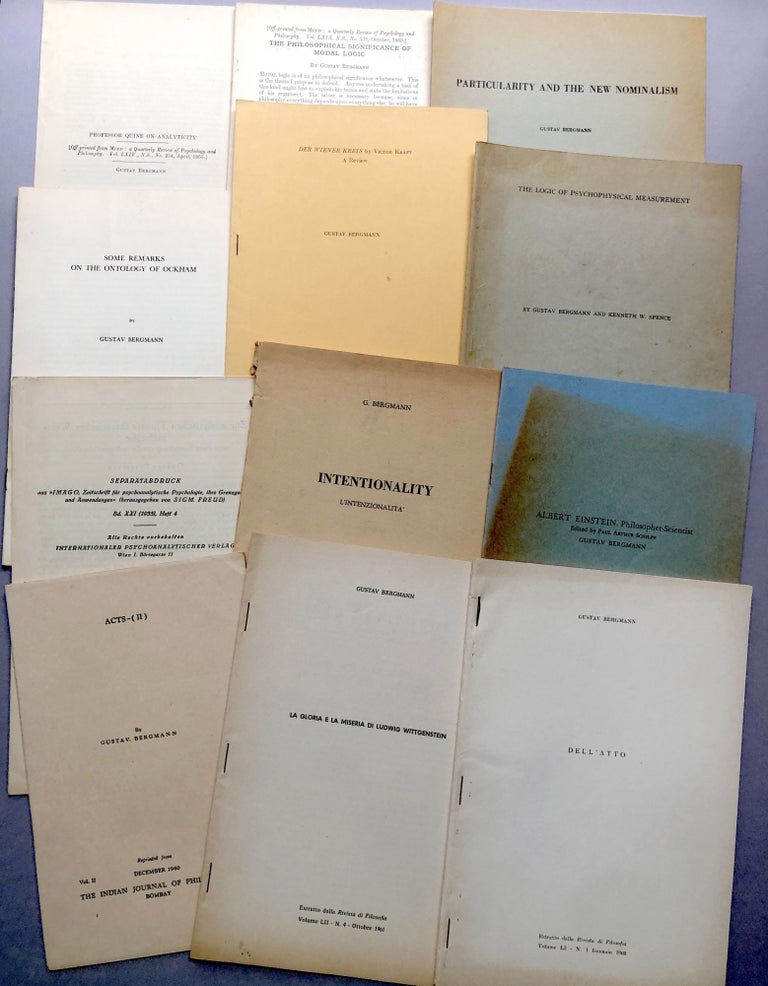 Item #H17731 Group of 41 offprints of articles and reviews on philosophy, syntax, ontology, logic, logical positivism from the collection of Wilfrid Sellars. Gustav Bergmann.