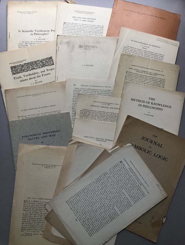 Item #H17739 Group of 20 offprints on philosophy of mind, aesthetics, paranormal experiences, etc., from the collection of Wilfrid Sellars. C. J. Ducasse.