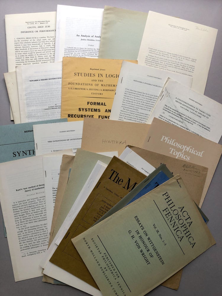 Item #H17750 Group of 31 offprints of articles on logic, philosophy, etc, from the collection of Wilfrid Sellars. Jaakko Hintikka.