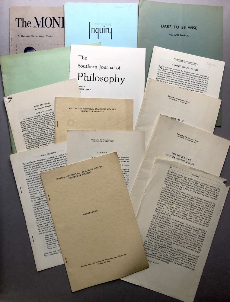 Item #H17761 13 offprints on philosophy, metaphysics, etc., from the collection of Wilfrid Sellars. Richard Taylor.