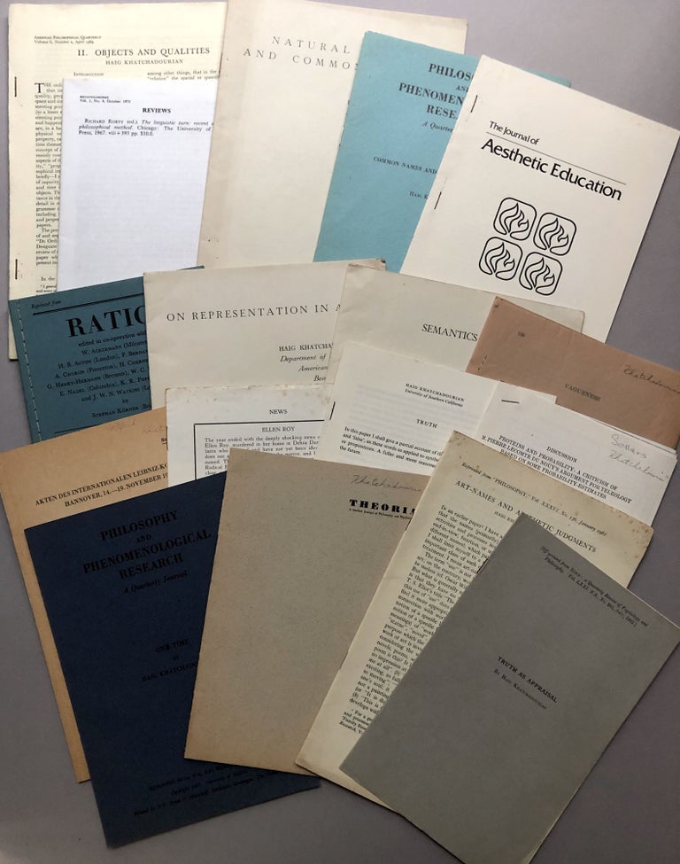 Item #H17766 Group of 17 offprints of articles on philosophy, etc., from the collection of Wilfrid Sellars. Haig Khatchadourian.