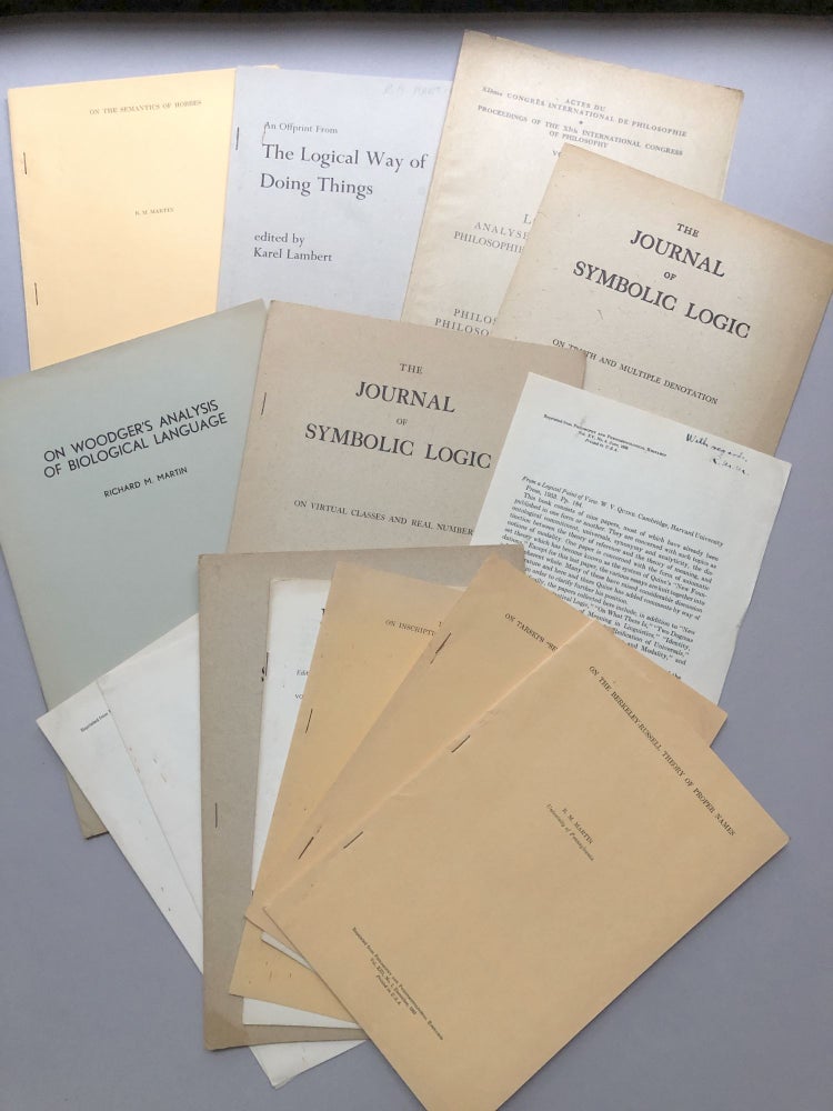 Item #H17770 Group of 17 offprints of essays, articles and reviews on logic, philosophy, truth, etc., from the collection of Wilfrid Sellars. R. M. Martin, Richard Milton.
