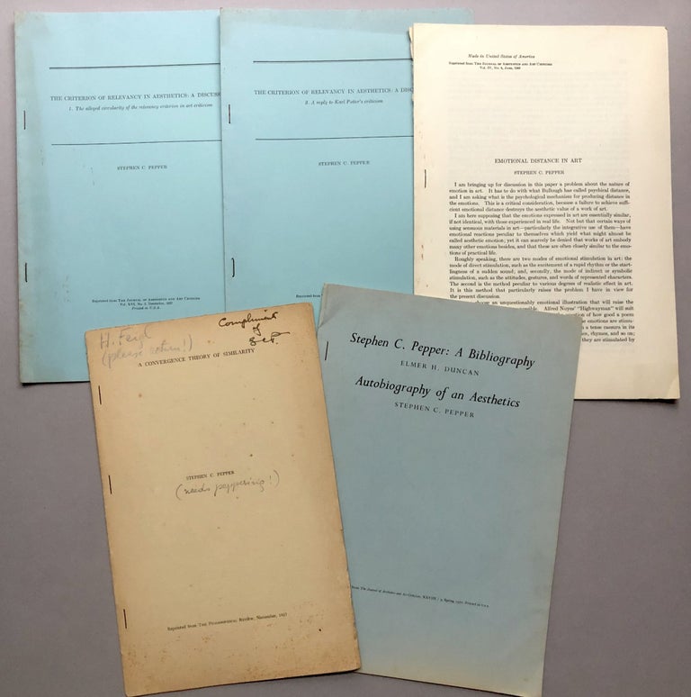 Item #H17773 Group of 6 offprints on philosophy, aesthetics, etc., from the collection of Wilfrid Sellars. Stephen C. Pepper.