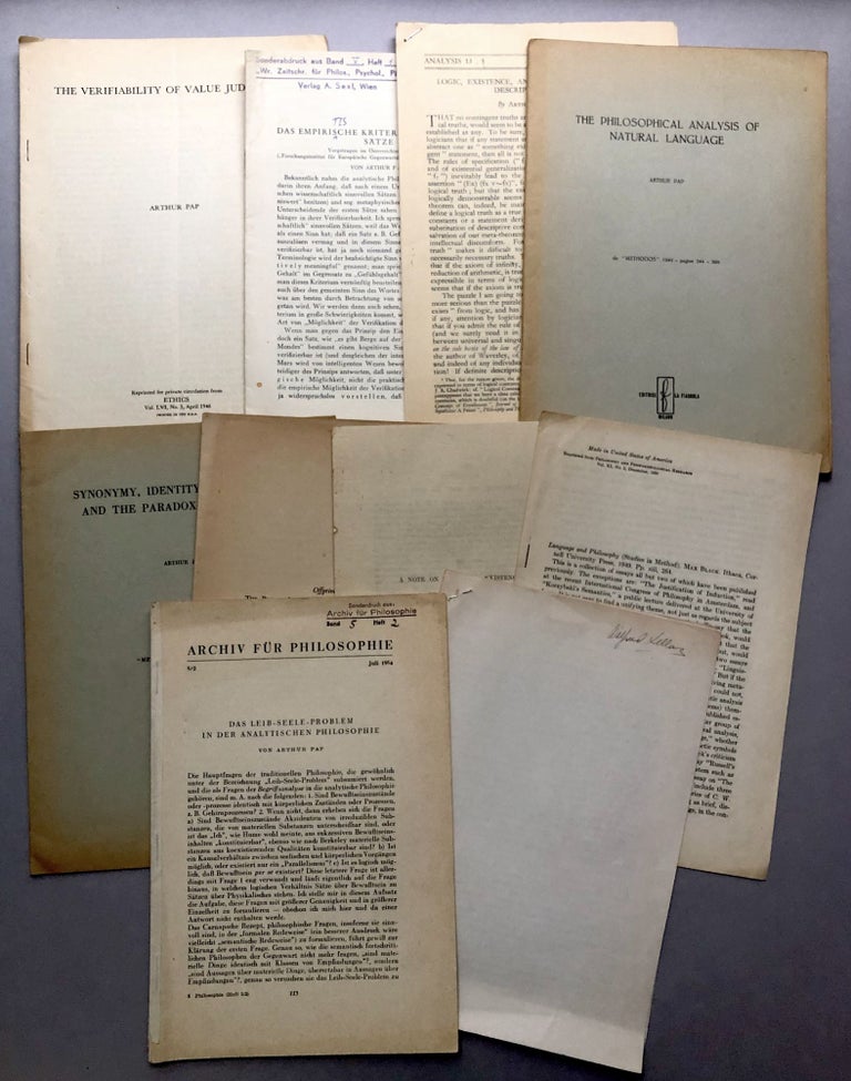 Item #H17774 Group of 11 offprints of reviews, articles and essays on philosophy, philosophy of science and related subjects from the collection of Wilfrid Sellars. Arthur Pap.