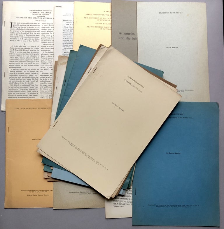 Item #H17776 Group of 21 offprints of articles on philosophy, ancient philosophy, classics, phenomenology, Neo-Platonism, etc., from the collection of Wilfrid Sellars. Philip Merlan.