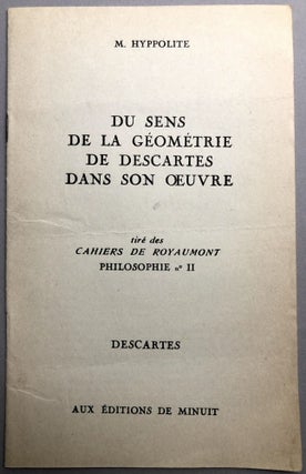 Item #H17777 Du Sens de la Geometrie de Descartes dans son Oeuvre - inscribed. Jean Hyppolite