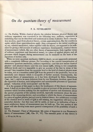 Offprint from Vol. IX of the Colston Papers: On the Quantum-Theory of Measurement [and] An Analysis of Measurement