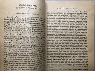 Communications of the Institute for the Unity of Science, offprint from Synthese 1948-1949: Logical Empiricism, the Problem of Physical Reality (Frank), Positivism and Realism (Shlick), The Role of Models in the Natural and Social Sciences (Deutsch)