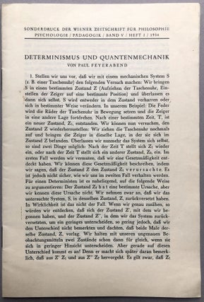 Item #H17803 Determinismus und Quantenmechanik, offprint from Wiener Zeitschrift fur Philosophie,...