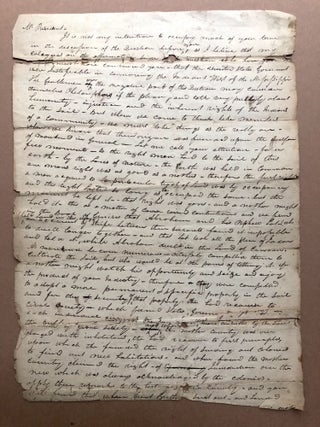 Item #H17859 Ca. 1829-30 draft of a speech before the PA legislature on the question of whether...