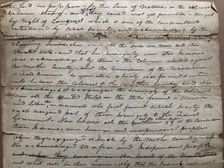 Ca. 1829-30 draft of a speech before the PA legislature on the question of whether the United States was justified in "removing the Indians west of the MIssissippi."
